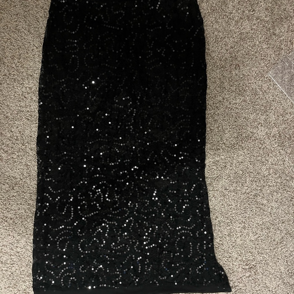 Elegant Black Lace & Sequin Skirt